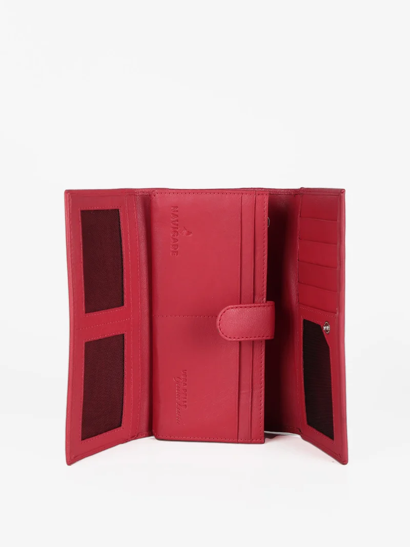 Portafoglio in pelle rettangolare da donna - rosso
