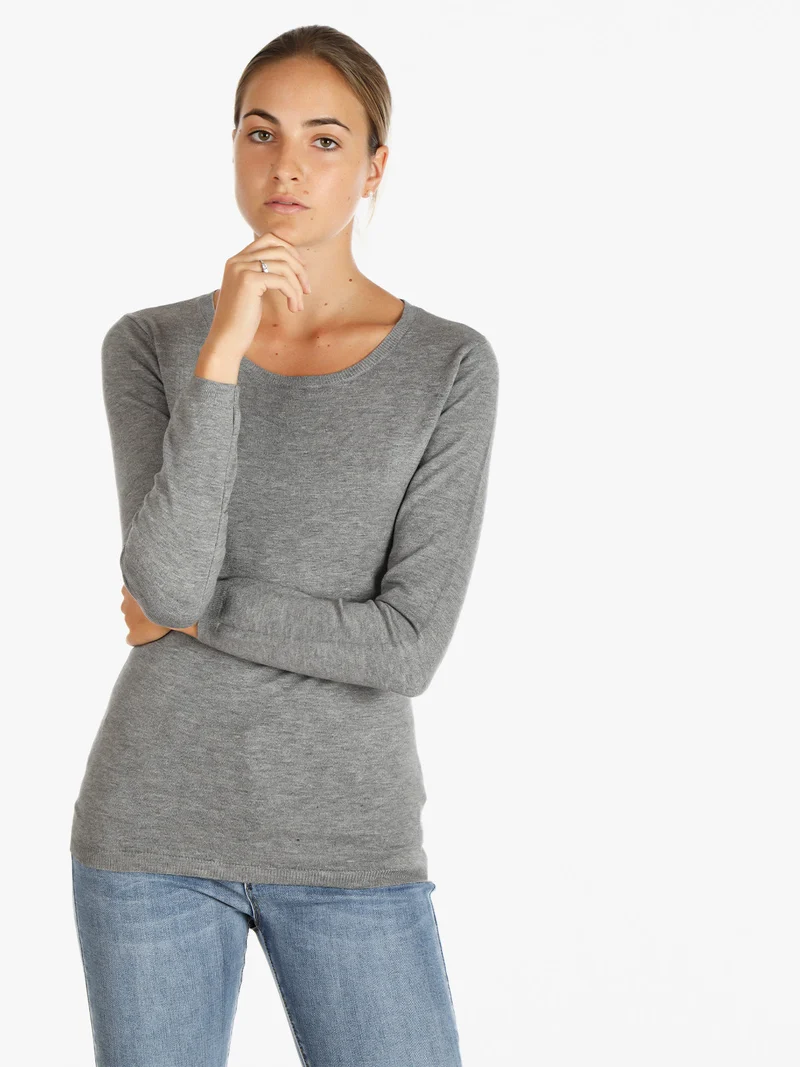 Pullover girocollo donna - grigio