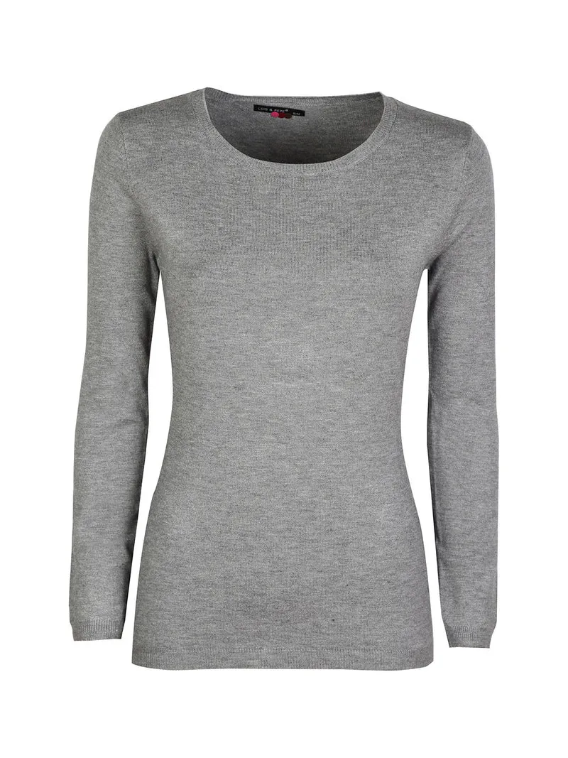 Pullover girocollo donna - grigio
