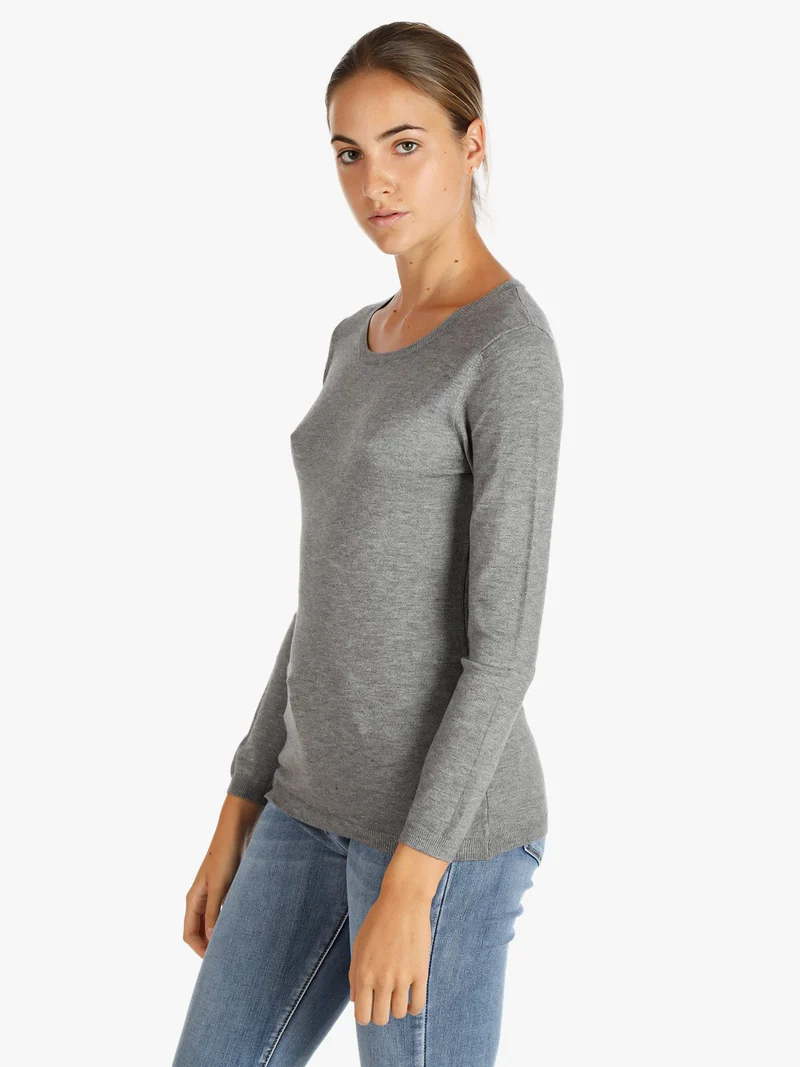 Pullover girocollo donna - grigio