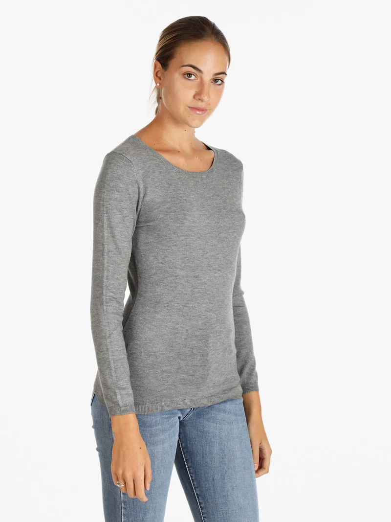 Pullover girocollo donna - grigio