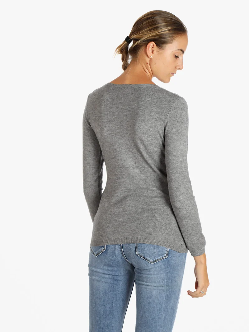 Pullover girocollo donna - grigio