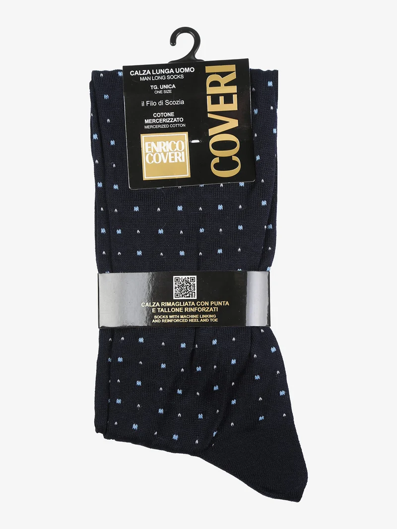 Calze lunghe da uomo in filo di scozia con stampe - blu