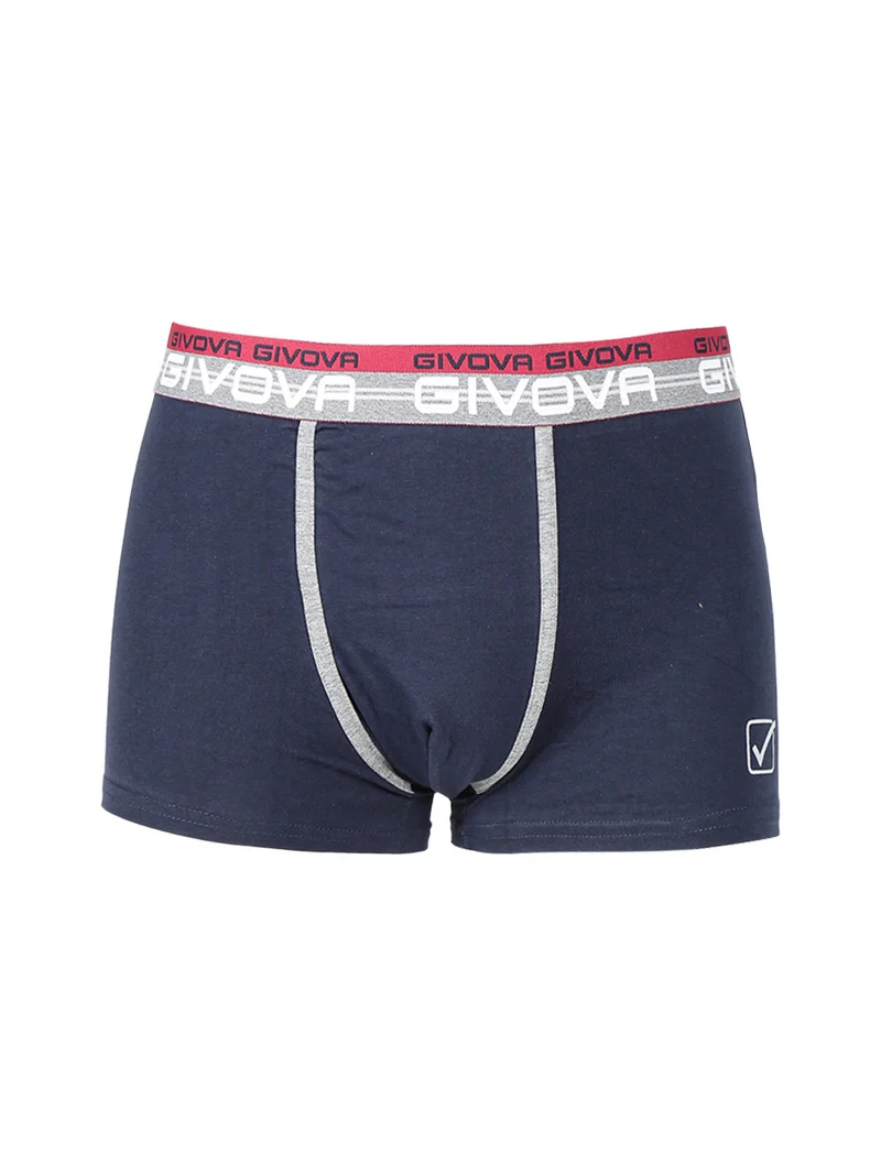 Boxer da uomo tinta unita in cotone bielastico - blu scuro