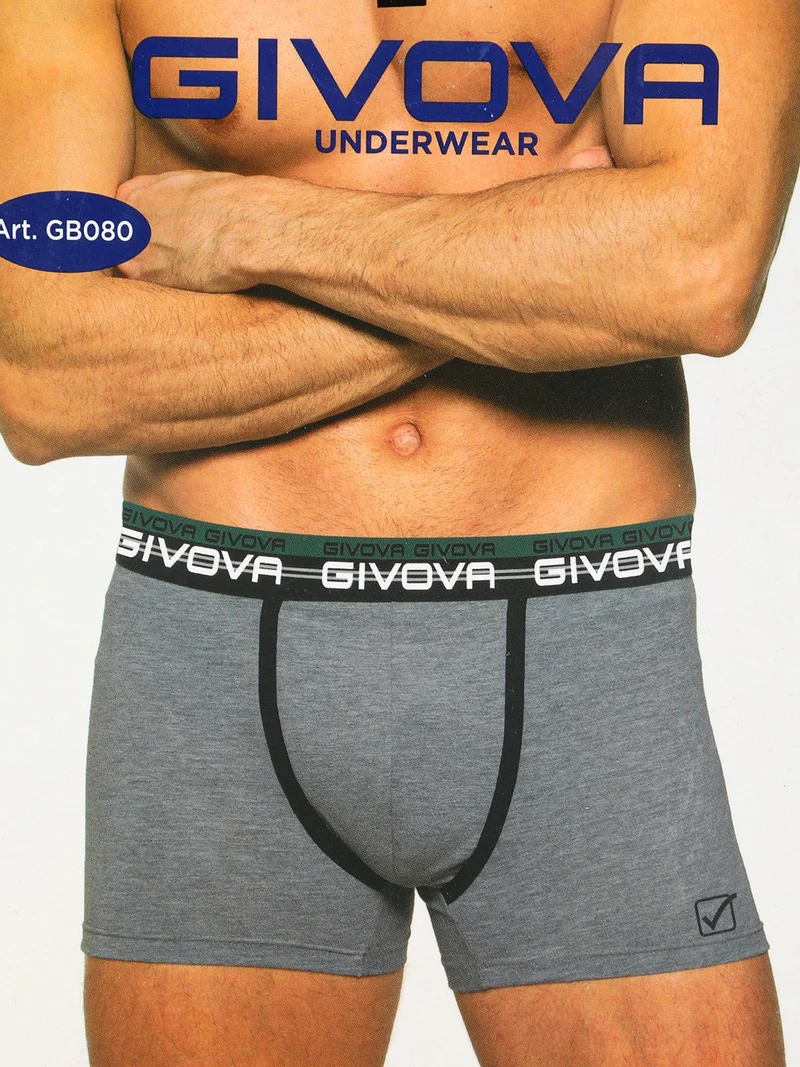 Boxer da uomo tinta unita in cotone bielastico - blu scuro