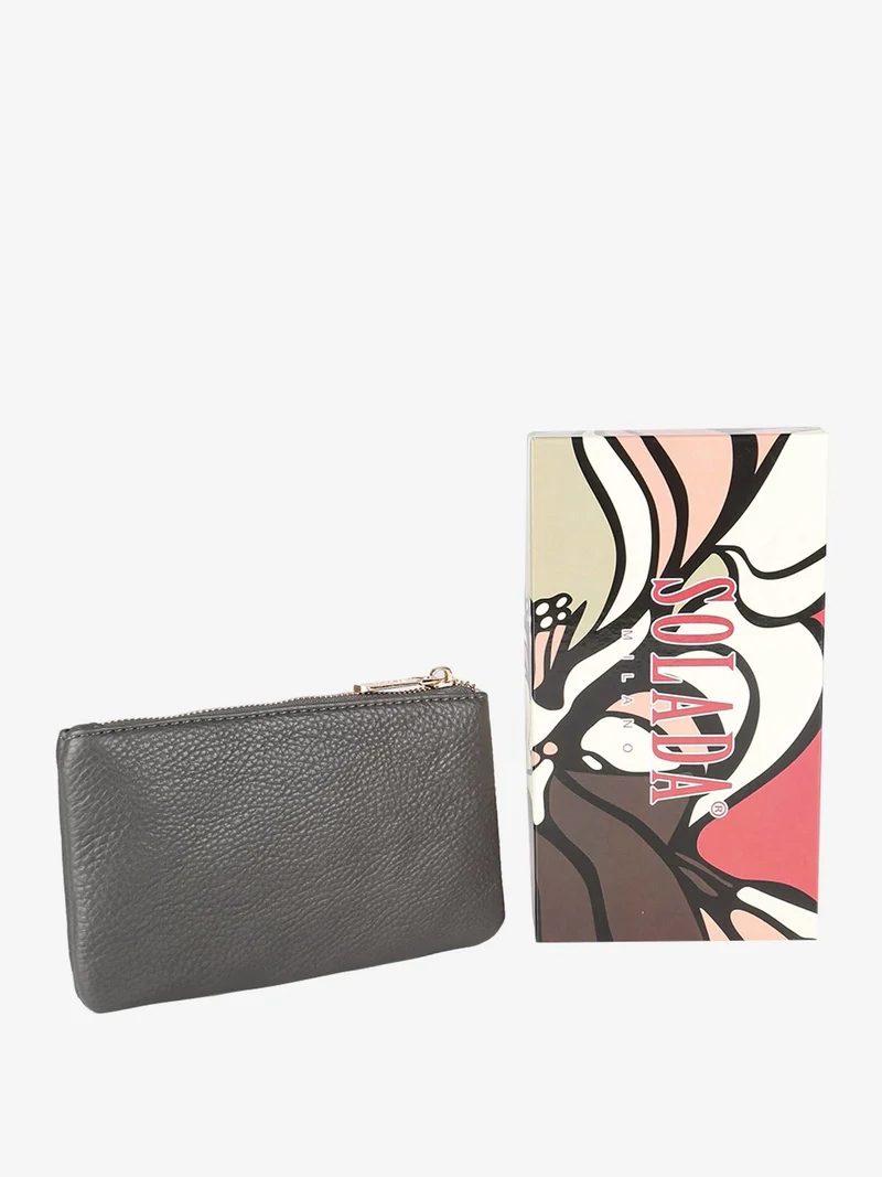 Bustina donna in ecopelle con cerniera - grigio