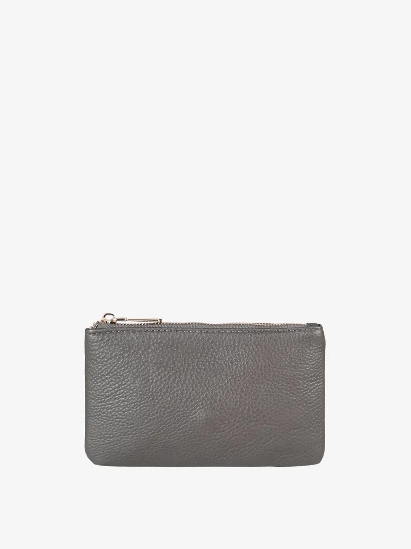 Bustina donna in ecopelle con cerniera - grigio