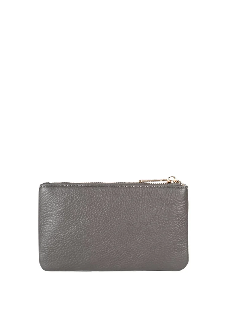Bustina donna in ecopelle con cerniera - grigio