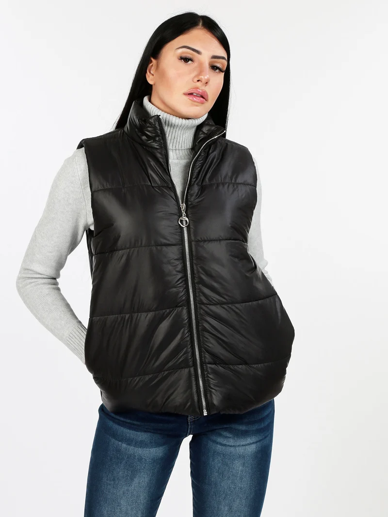 Gilet donna imbottito oversize - nero