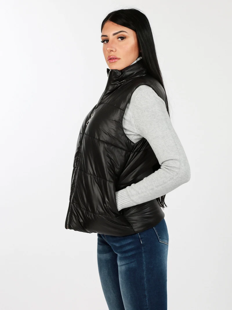 Gilet donna imbottito oversize - nero