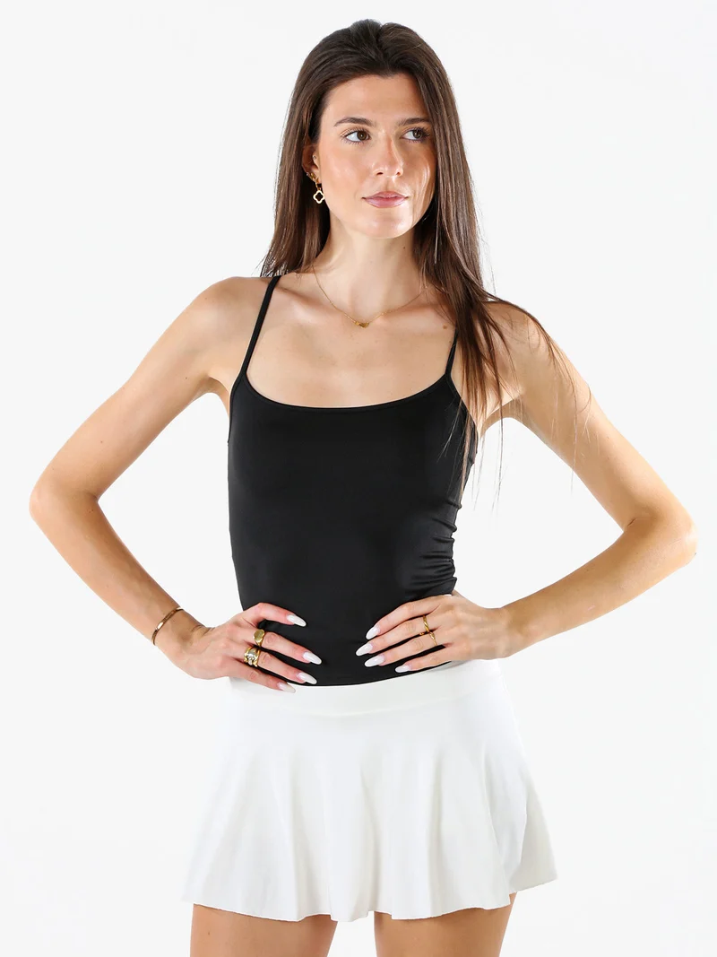 Top donna con spalline strette - nero