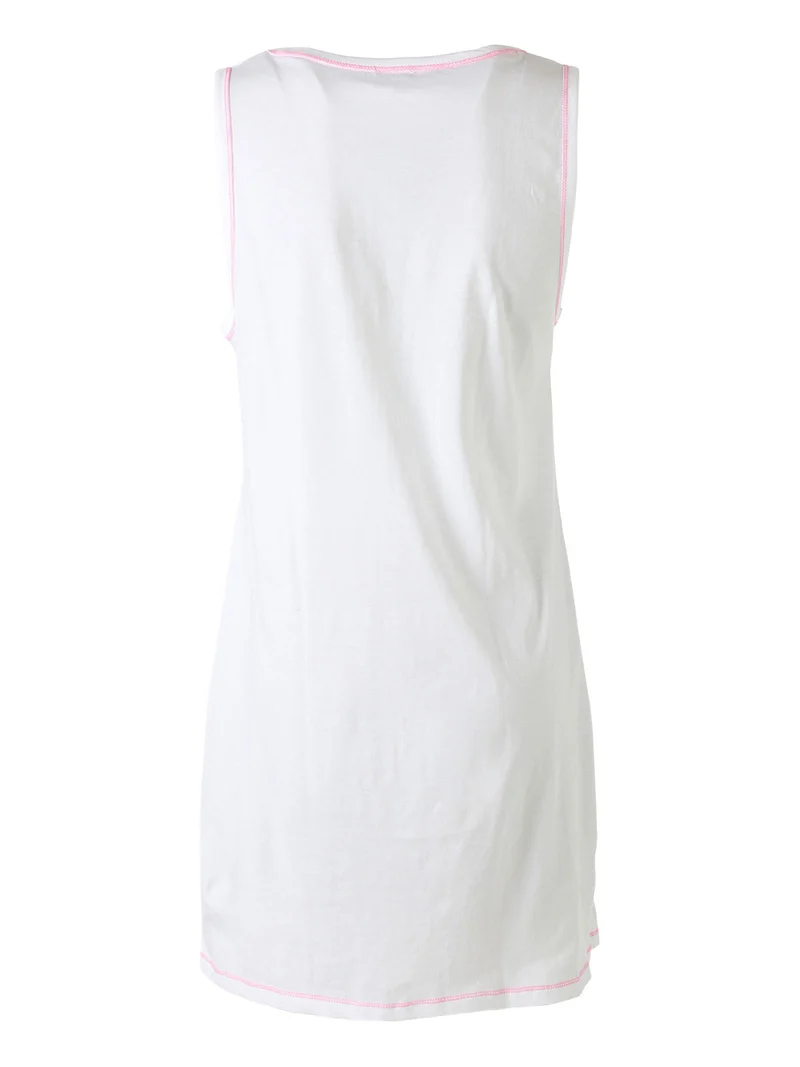 Maxi maglia in cotone da donna spalla larga con stampa farfalle - bianco