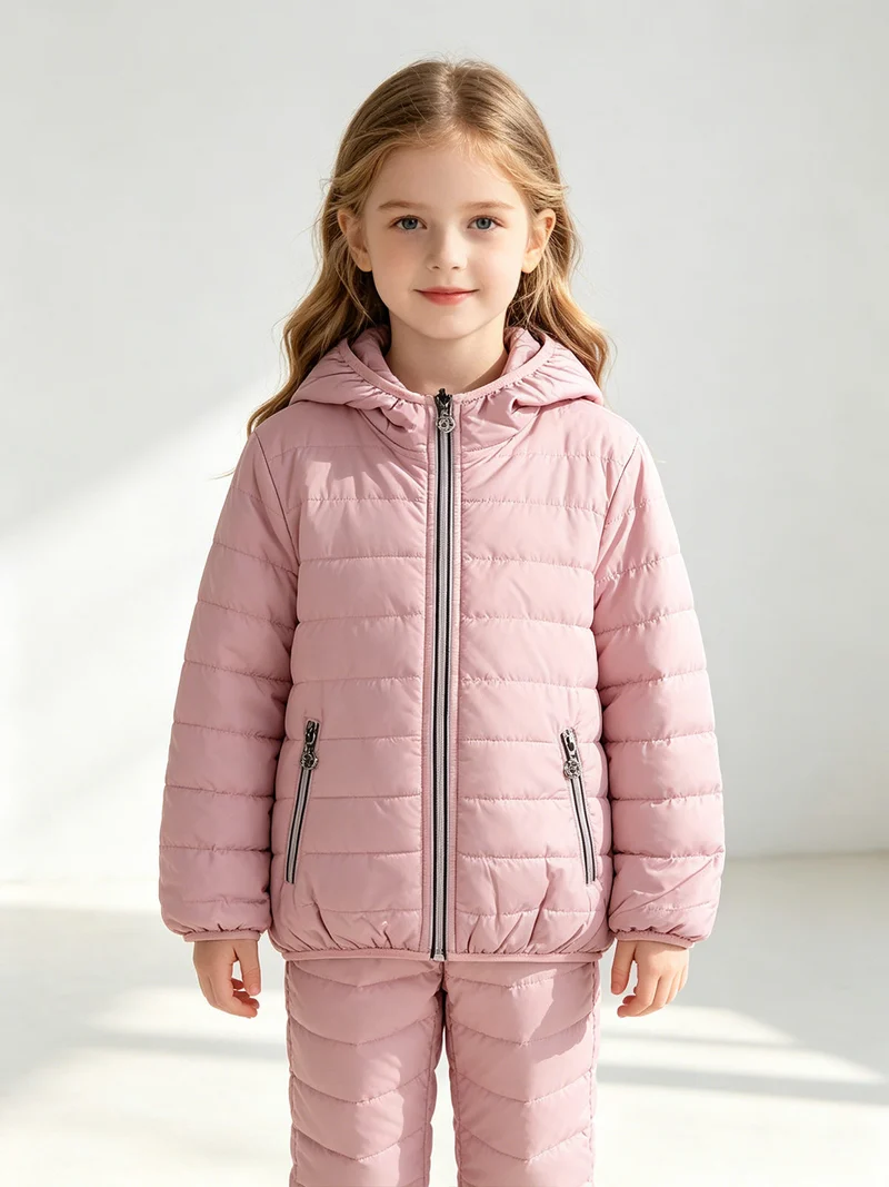 Giubbino reversibile da bambina con cappuccio e zip - rosa