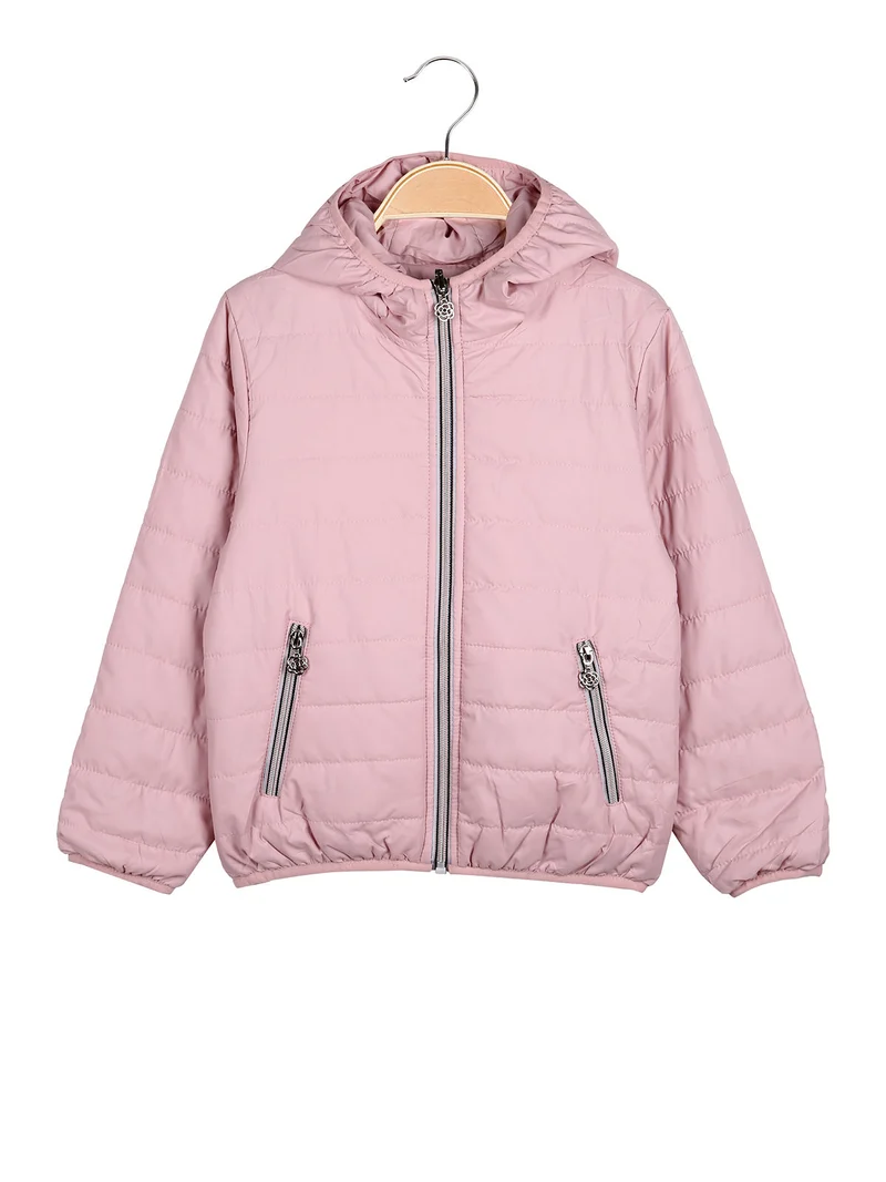 Giubbino reversibile da bambina con cappuccio e zip - rosa