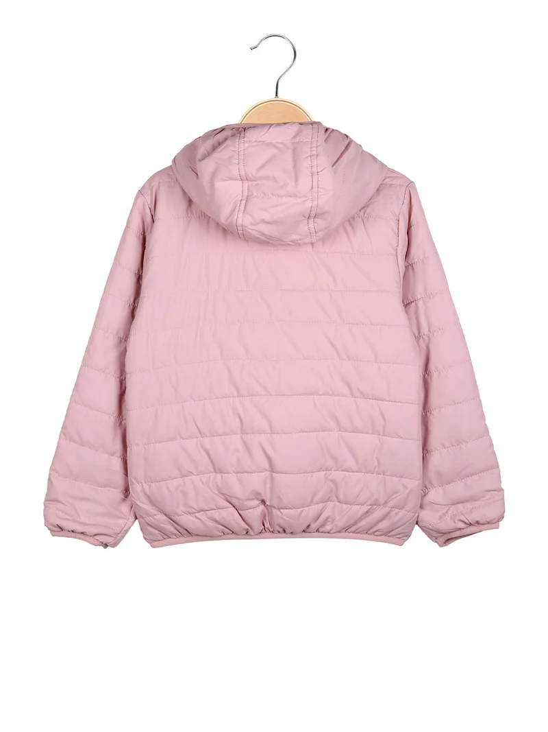 Giubbino reversibile da bambina con cappuccio e zip - rosa
