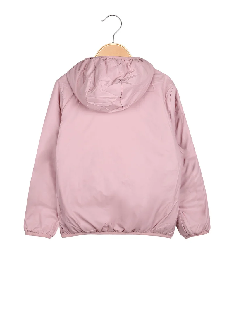 Giubbino reversibile da bambina con cappuccio e zip - rosa