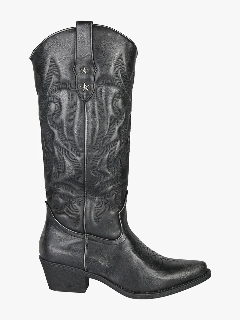 Stivali donna texani con zip - nero