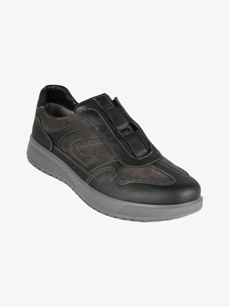 Scarpe in pelle da uomo slip on - nero