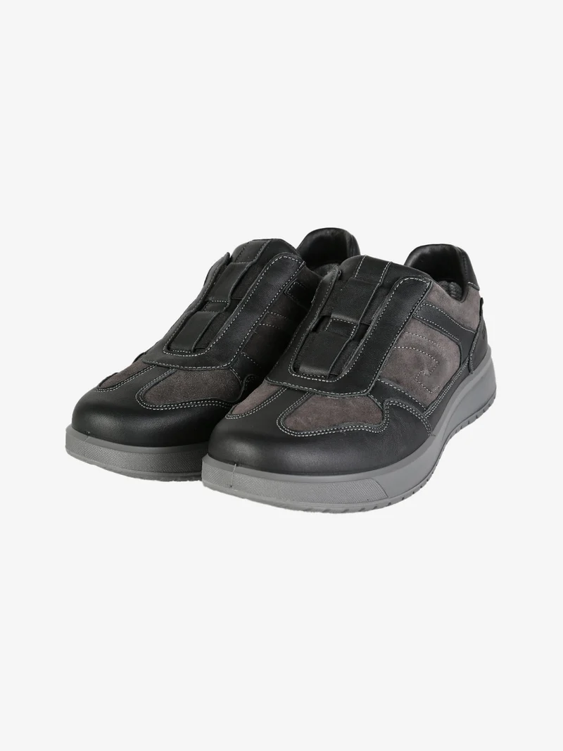 Scarpe in pelle da uomo slip on - nero