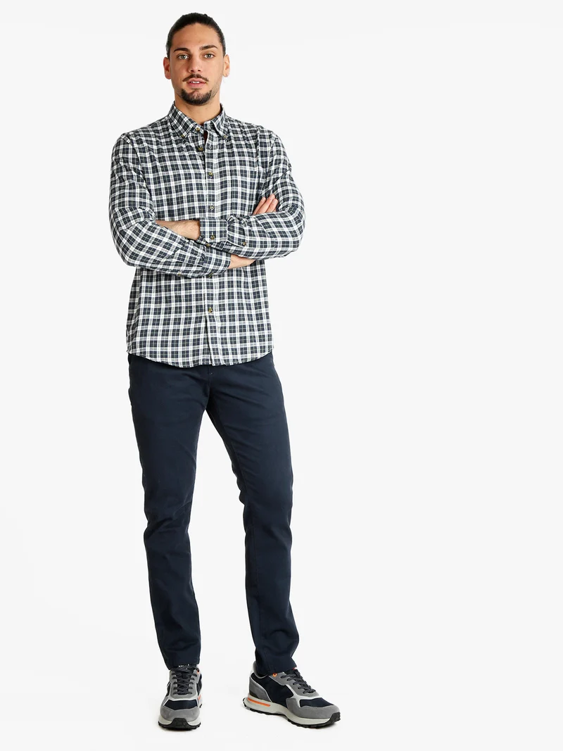 Camicia uomo in cotone a quadri - blu scuro