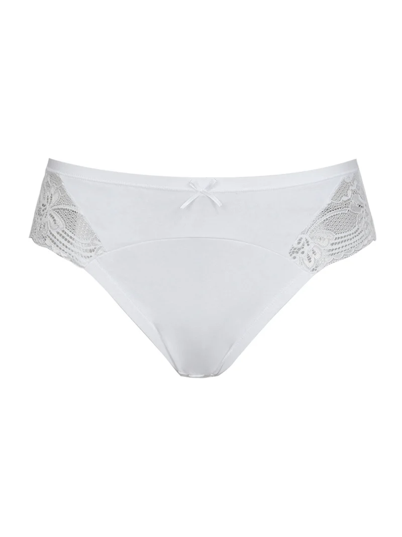 Slip in cotone bielastico con pizzo - bianco