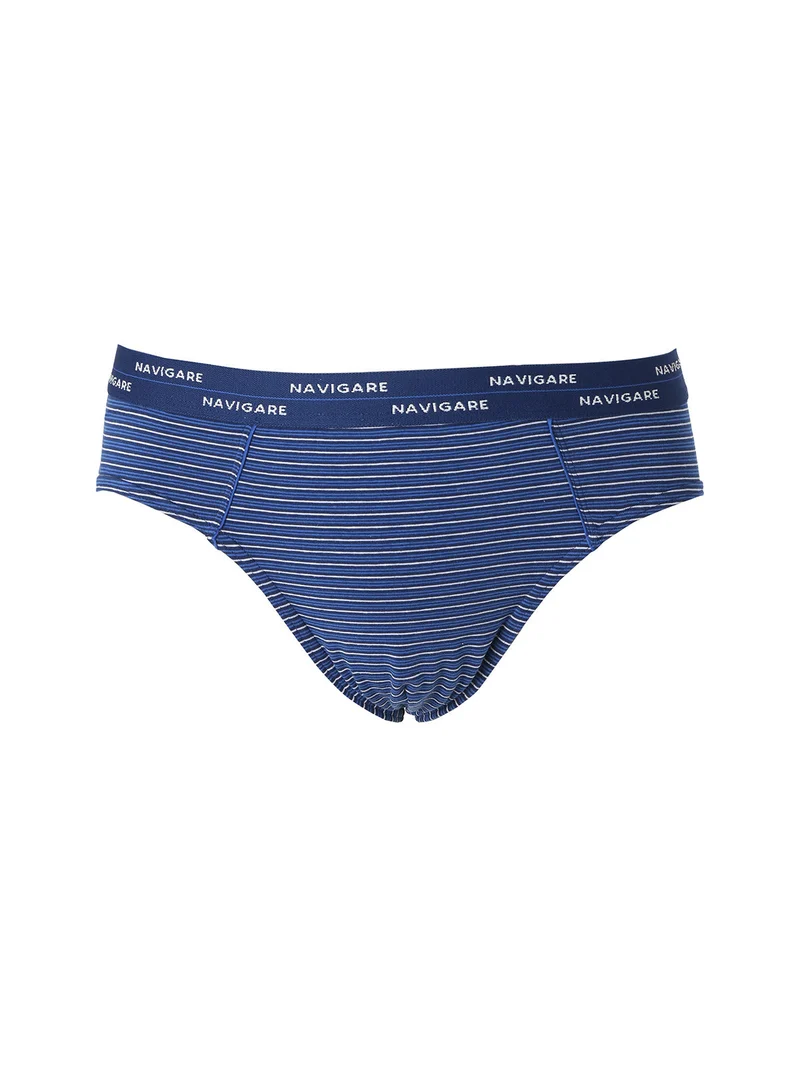 Slip da uomo in cotone con stampa a righe sottili - blu