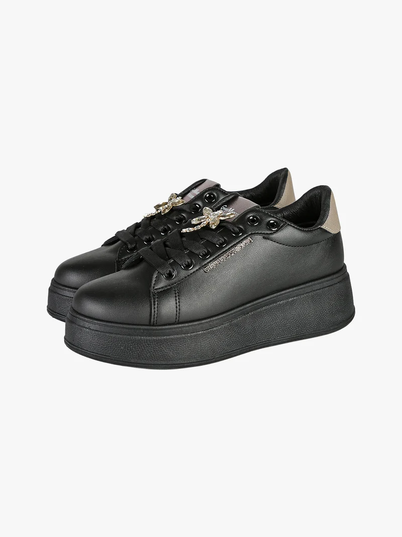Sneakers donna con platform - nero