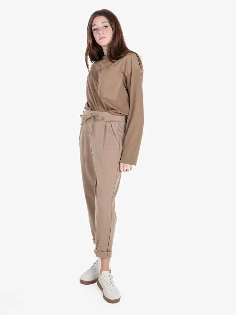 Pantaloni casual da donna con coulisse - cammello
