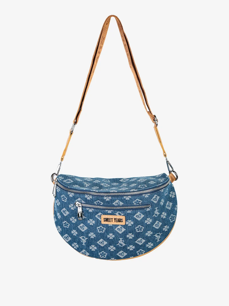 Marsupio donna a tracolla effetto jeans - blu scuro