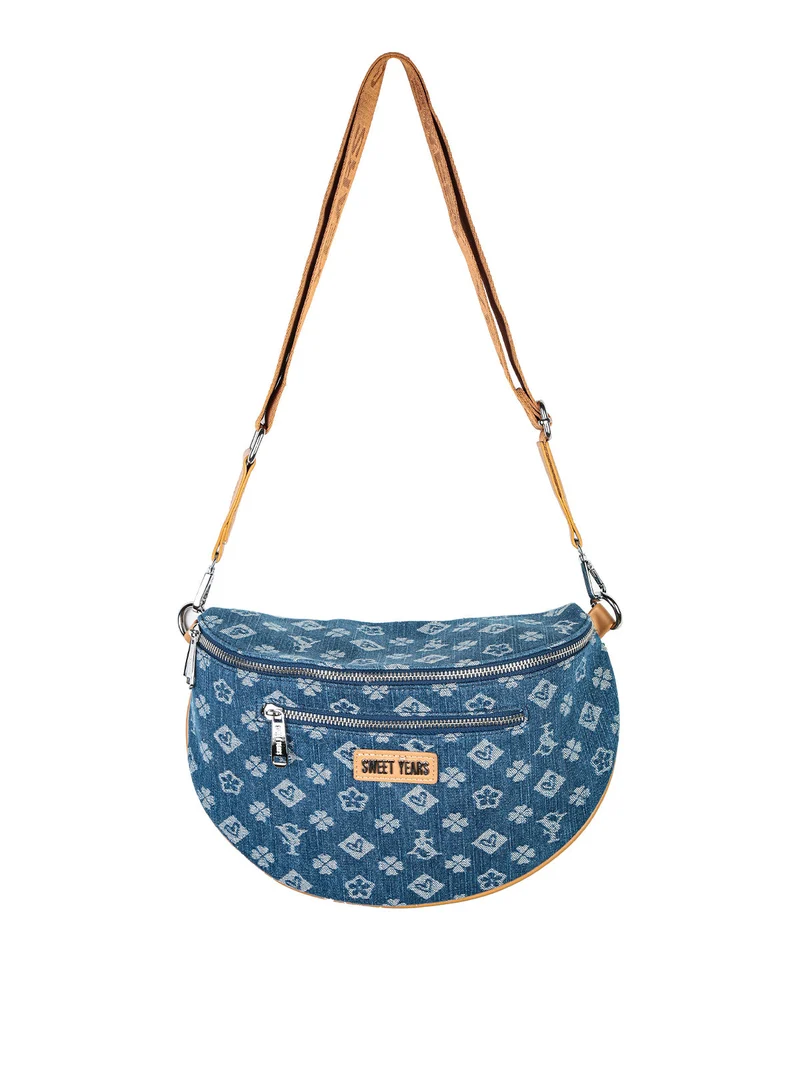 Marsupio donna a tracolla effetto jeans - blu scuro