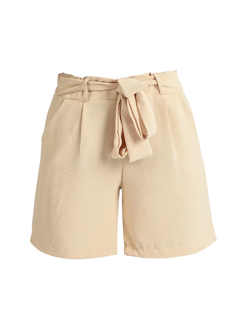 Shorts leggeri donna con fiocco - beige