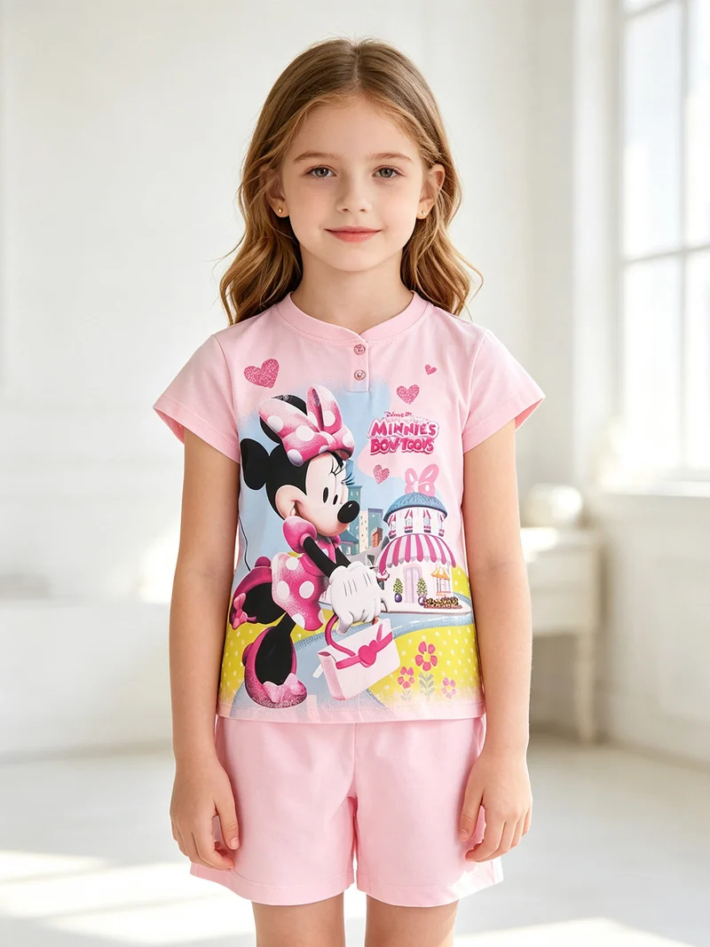 Minnie pigiama corto da bambina in cotone - rosa