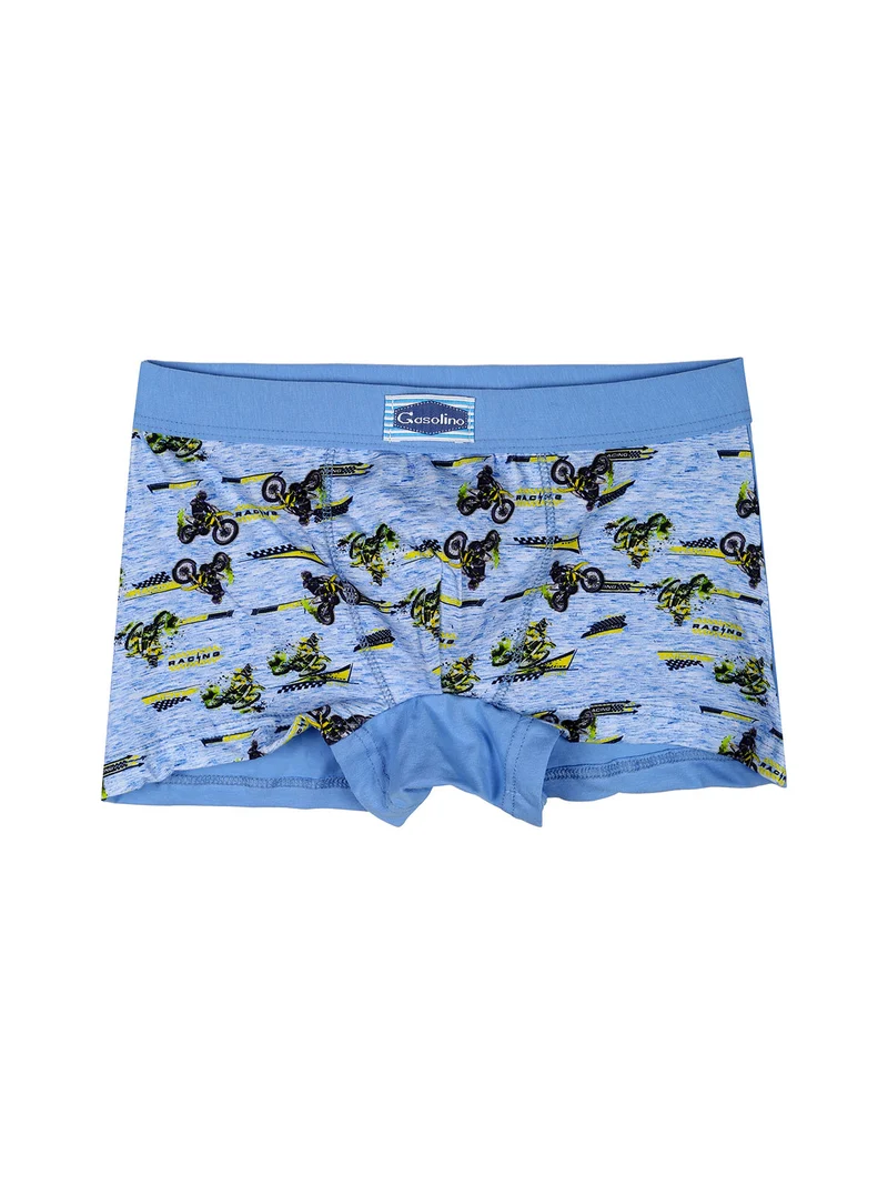 Boxer da bambino in cotone con stampe - azzurro