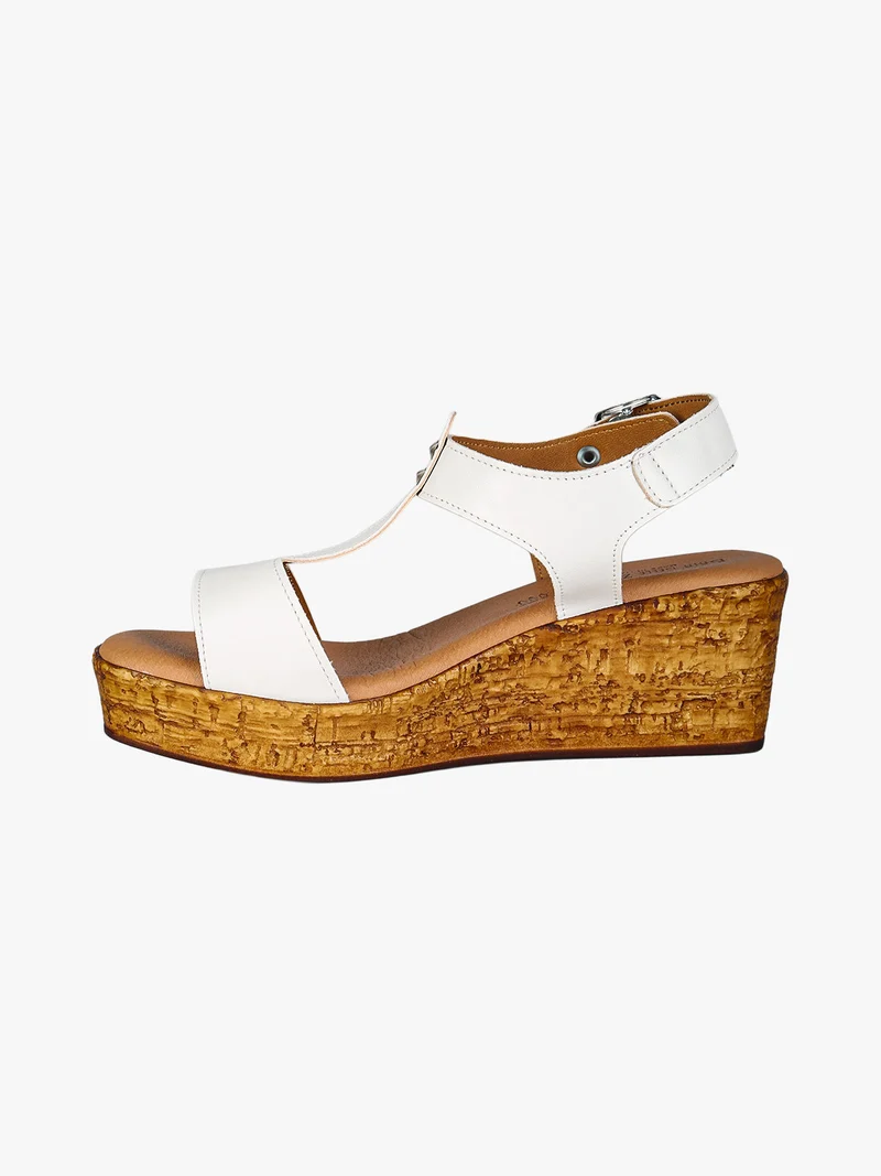 Sandali donna con zeppa e plateau e dettaglio borchie - bianco
