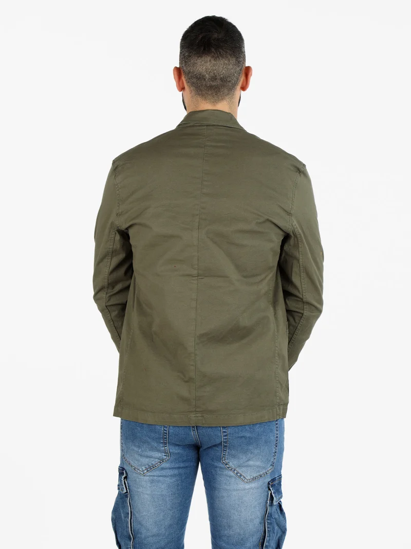 Giacca da uomo in cotone con bottoni - militare