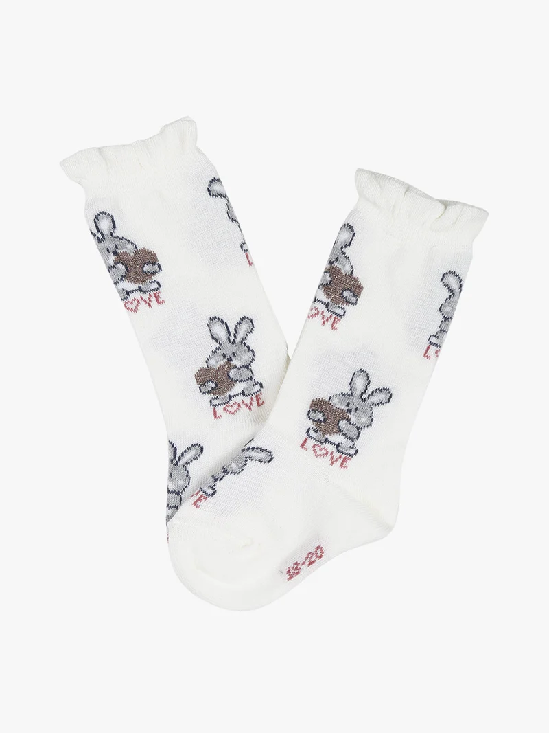 Calze lunghe da bambina in caldo cotone - bianco