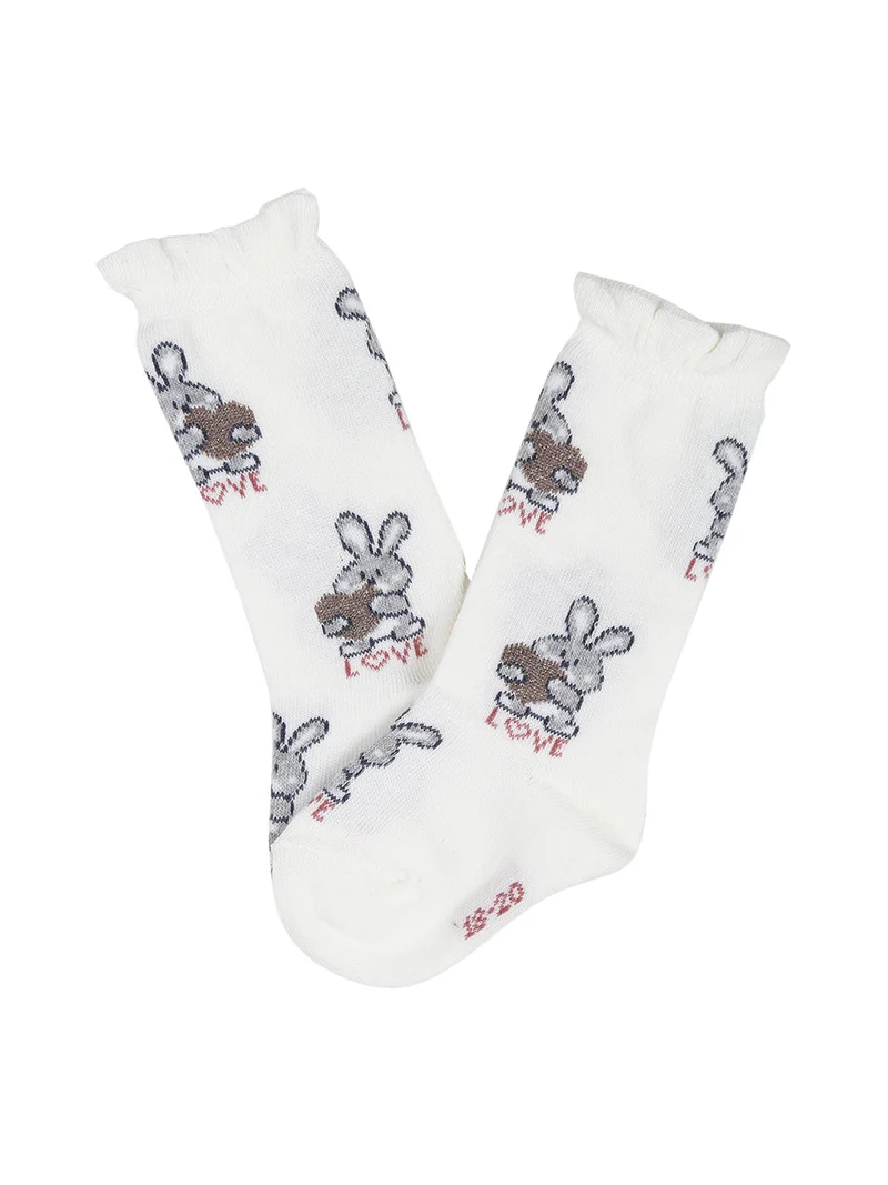 Calze lunghe da bambina in caldo cotone - bianco