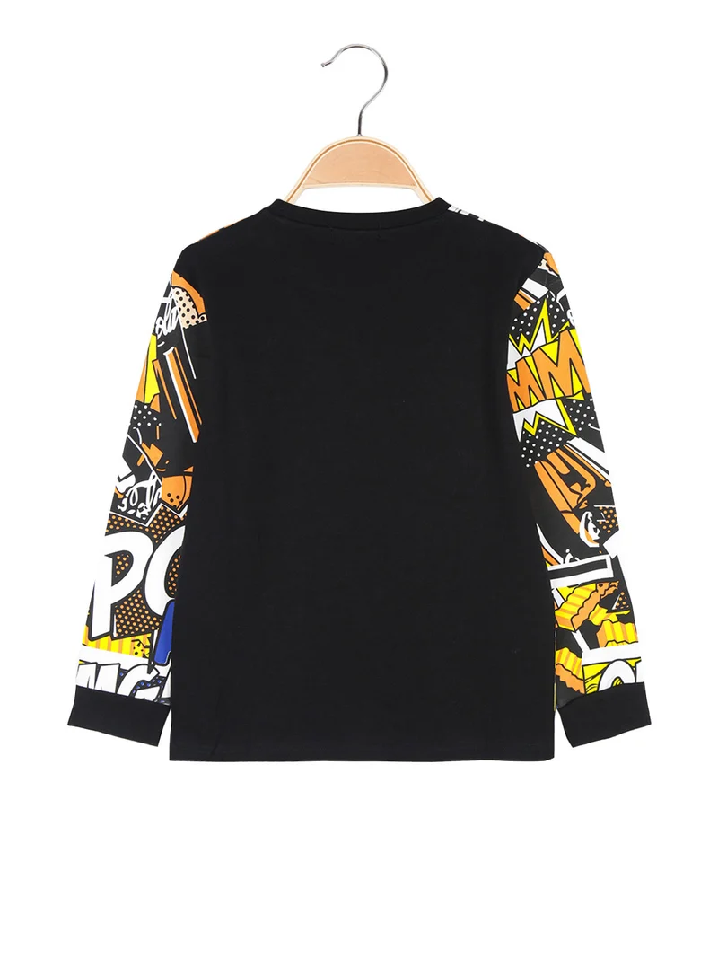 T-shirt da ragazzo a maniche lunghe con stampe - senape