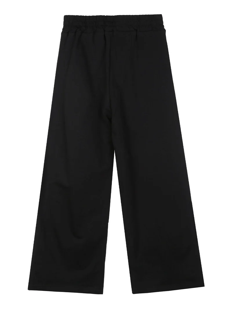Pantaloni da bambina in cotone a vita alta - nero