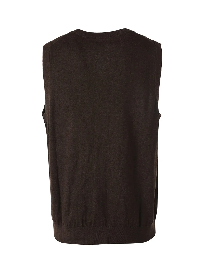 Gilet da uomo in maglia misto lana con bottoni - marrone