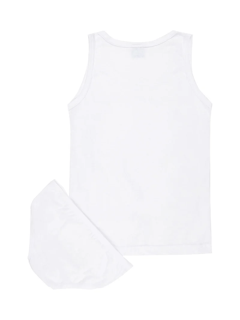 Completo intimo da bambina 2 pezzi canotta + slip - bianco