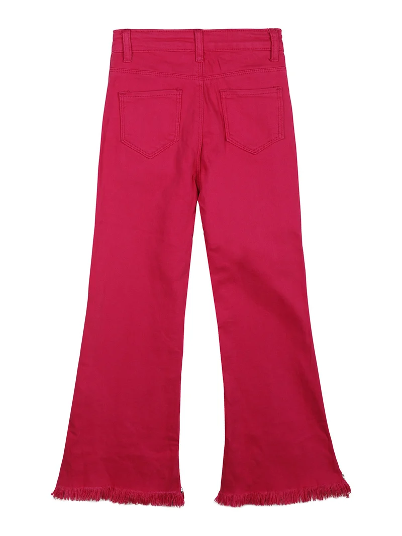 Pantaloni da bambina a zampa con pietre - fucsia