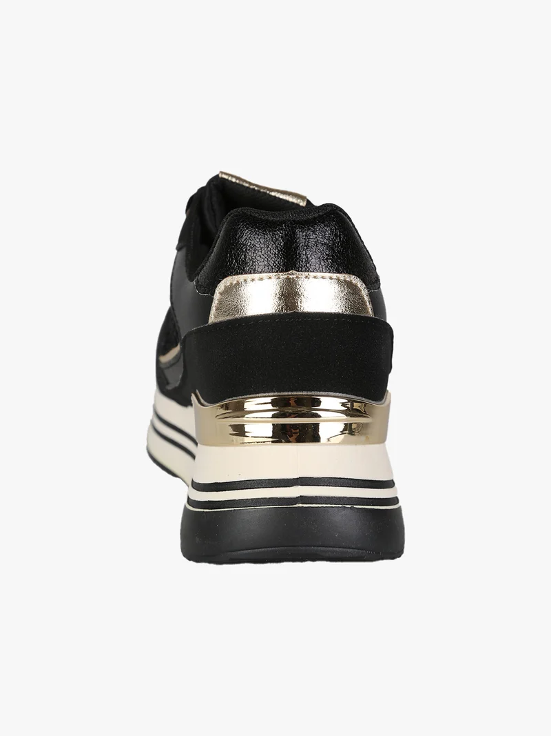 Sneakers donna stringate con platform - nero