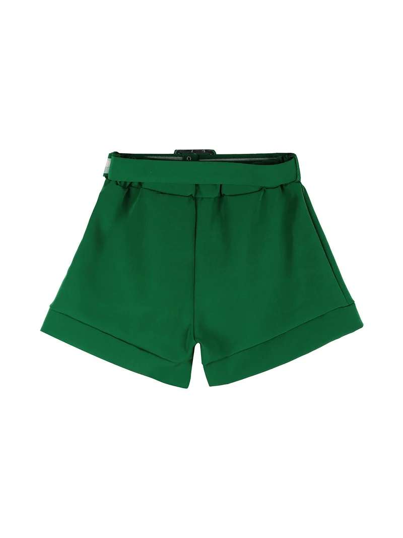 Shorts da bambina a vita alta - verde
