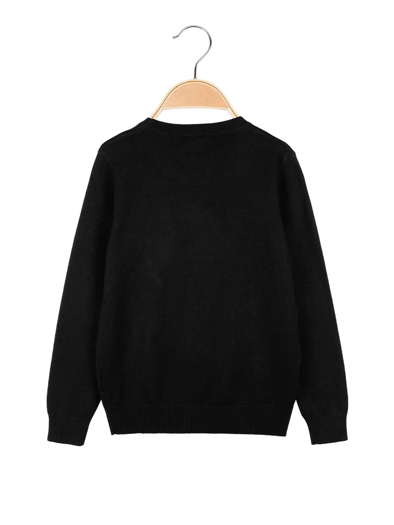 Pullover in maglia da bambino con taschino - nero