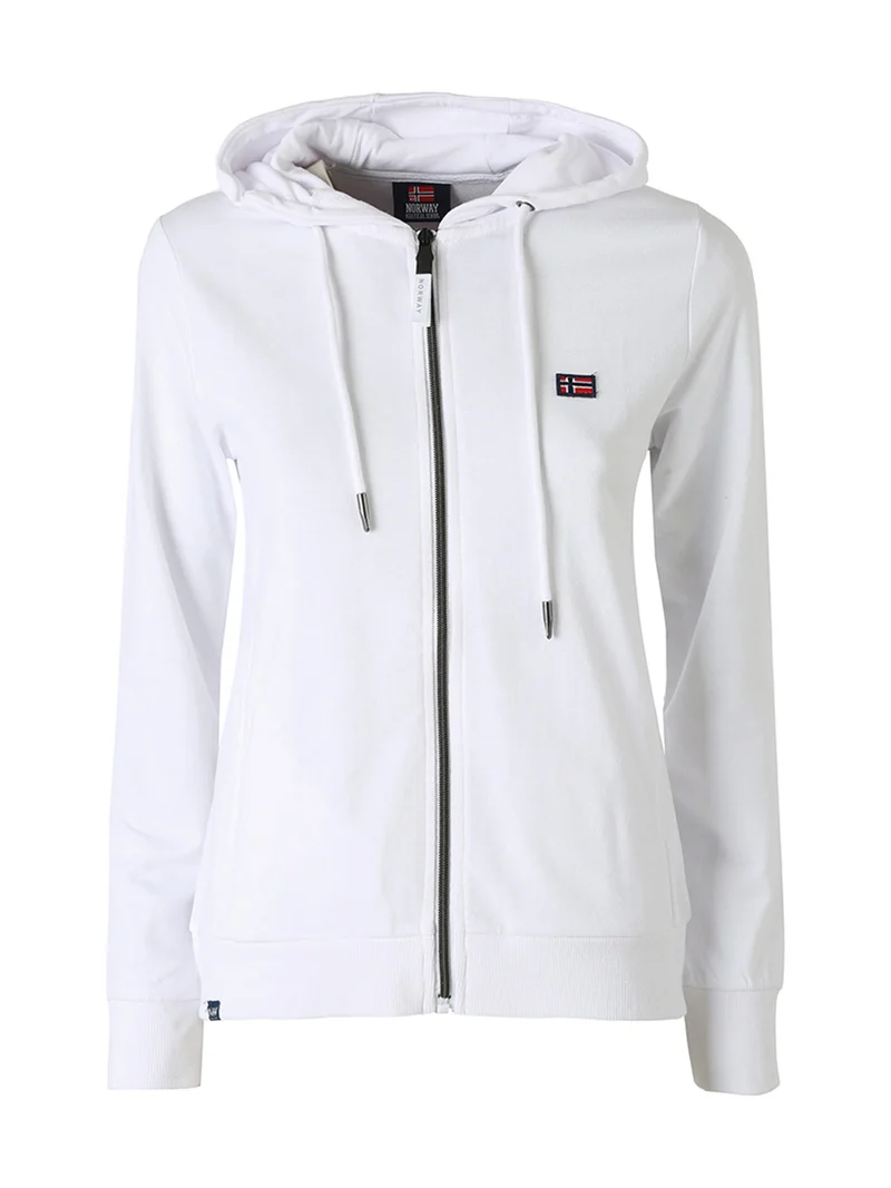 Felpa donna full zip con cappuccio - bianco