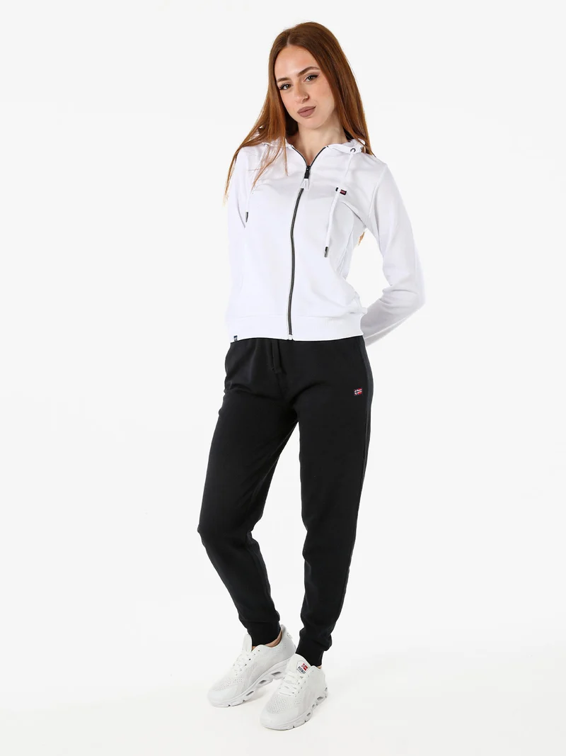 Felpa donna full zip con cappuccio - bianco