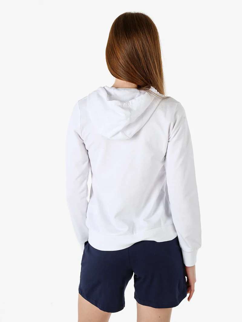 Felpa donna full zip con cappuccio - bianco
