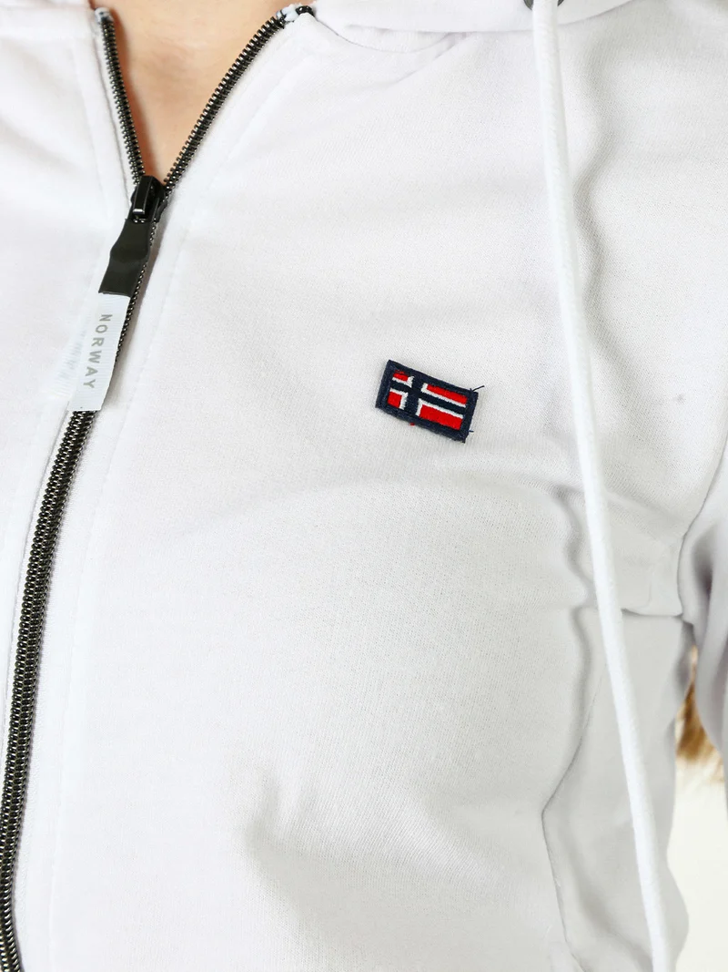Felpa donna full zip con cappuccio - bianco