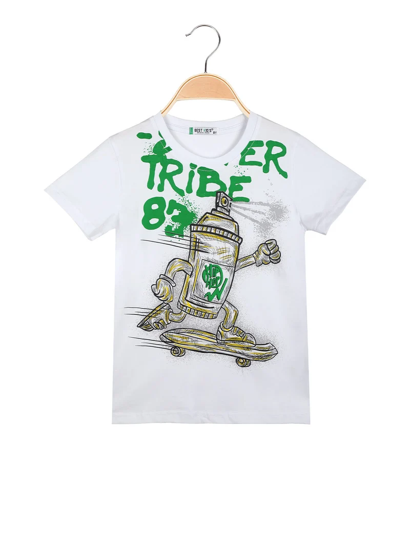 T-shirt da bambino con stampa disegno - bianco